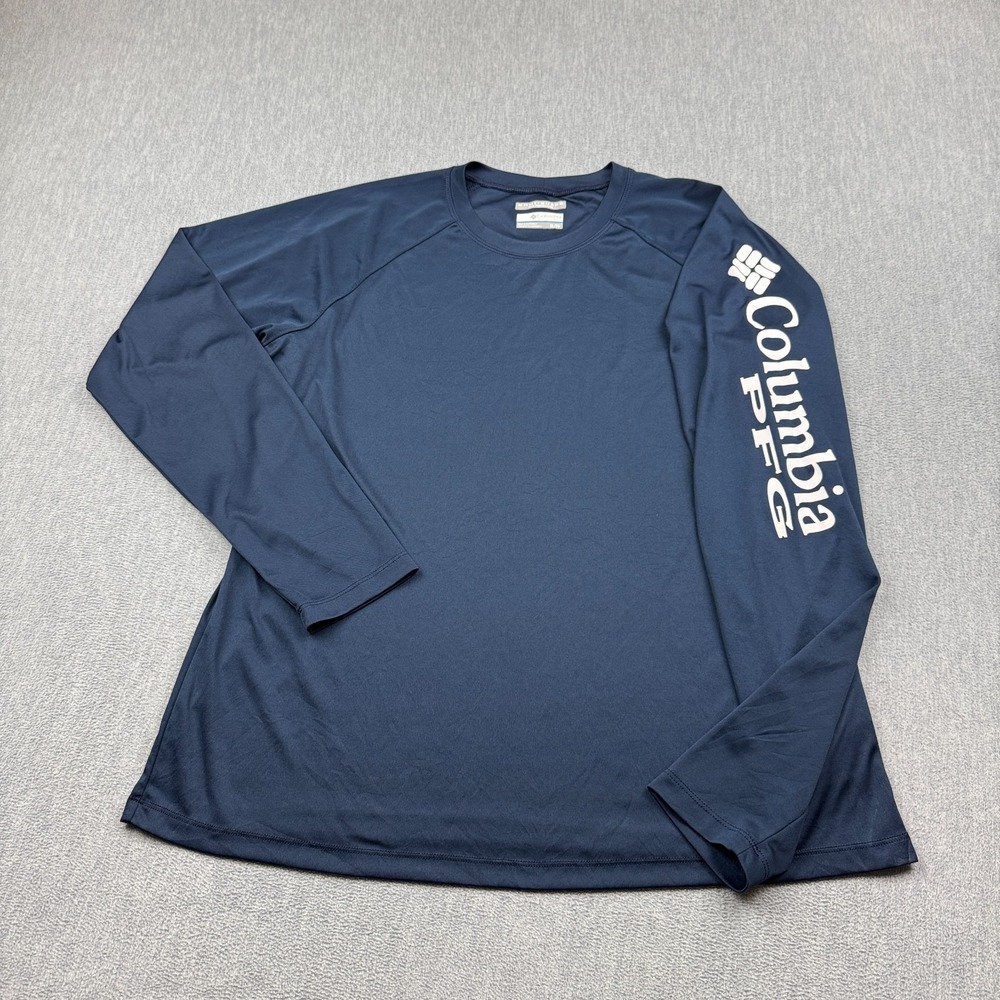 Columbia Shirt Women XL Blue PFG Tidal Tee II Long Sleeve Performance Sun Shade